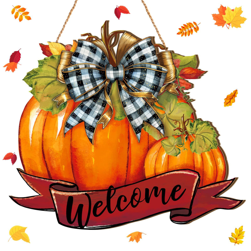 Διασυνοριακή Νέα Κολοκύθα Ξύλινη Πόρτα Πιάτο Κρεμαστό Ευχαριστιών Συγκομιδή Φθινόπωρο Βεράντα Διακοσμήσεις Τοίχου Σπιτιού