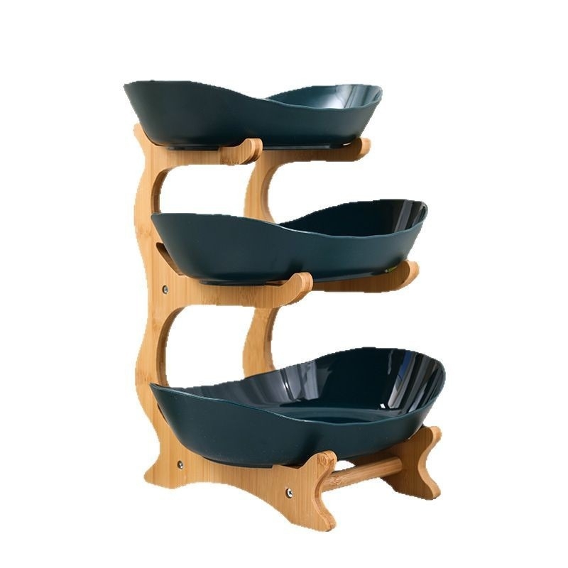 Kūrybingi namai, bambuko ir medžio stovas, trijų sluoksnių vaisių lėkštė, europietiško stiliaus daugiasluoksnė džiovintų vaisių lėkštė, lengvas, prabangus maisto padėklas, saldainių padėklas, vaisių krepšelis