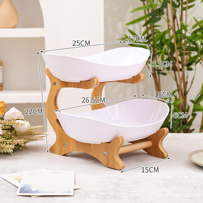 Kūrybingi namai, bambuko ir medžio stovas, trijų sluoksnių vaisių lėkštė, europietiško stiliaus daugiasluoksnė džiovintų vaisių lėkštė, lengvas, prabangus maisto padėklas, saldainių padėklas, vaisių krepšelis