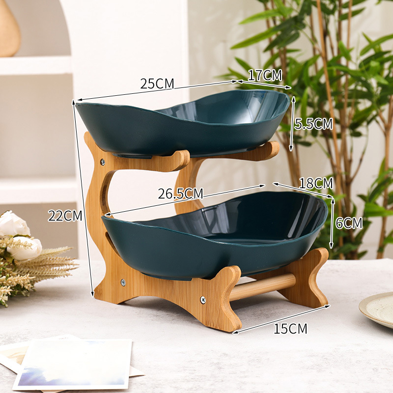 Kūrybingi namai, bambuko ir medžio stovas, trijų sluoksnių vaisių lėkštė, europietiško stiliaus daugiasluoksnė džiovintų vaisių lėkštė, lengvas, prabangus maisto padėklas, saldainių padėklas, vaisių krepšelis