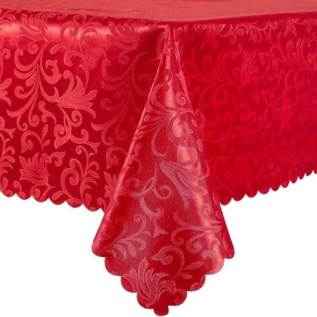 Hullámos szélű, téglalap alakú, jacquard szatén terítő, sokféle alkalomra alkalmas, több színben kapható