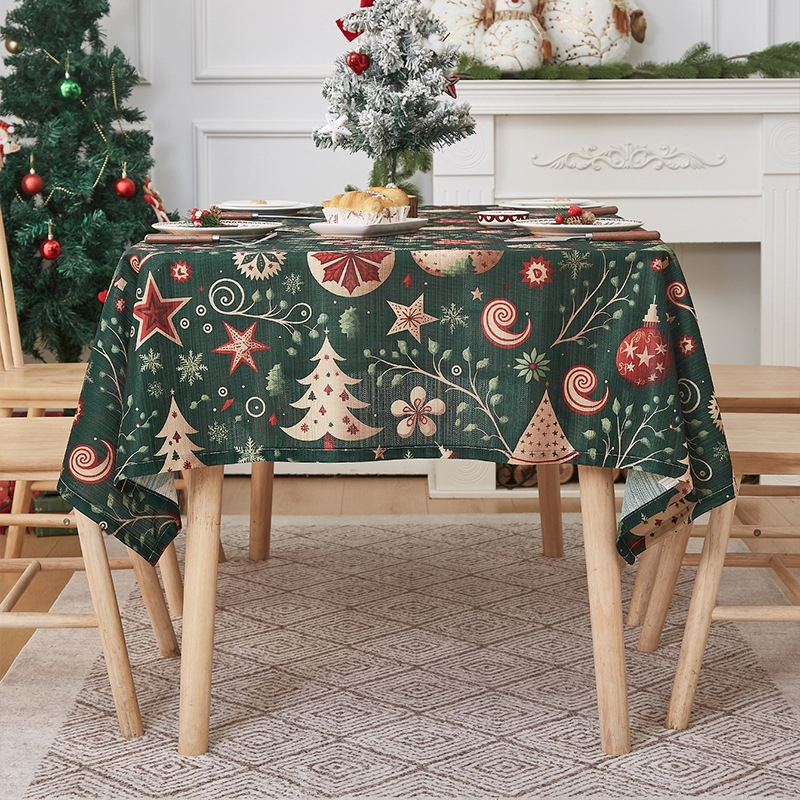Új karácsonyi terítő, amerikai retró stílusú, téglalap alakú, piros étkezőterítő, hangulatos, dekoratív asztalszőnyeg, nagy érzékkel