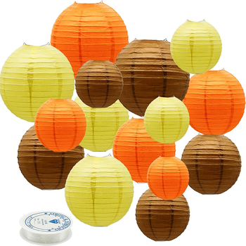 Amazon 15 tk värviline paberlatern sobib kaubanduskeskuse mööbli paigutuse kaunistuseks ümmargused kokkupandavad paberlaterna kaunistused