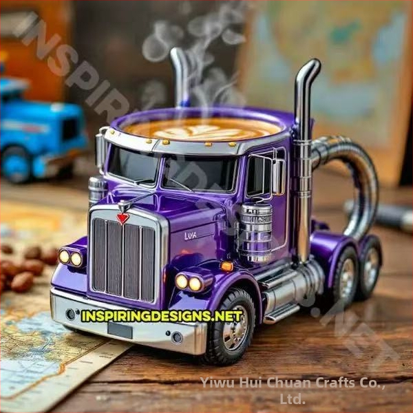 Határokon átnyúló új, európai stílusú, kézzel készített teherautó kávéscsésze gyantából készült kézműves asztali autódíszek fejlett érzékkel