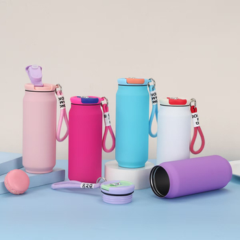 Új, mutatós, kétrétegű vákuumos termosz, 304 rozsdamentes acél termosz, kültéri hordozható konzerv kötéllel