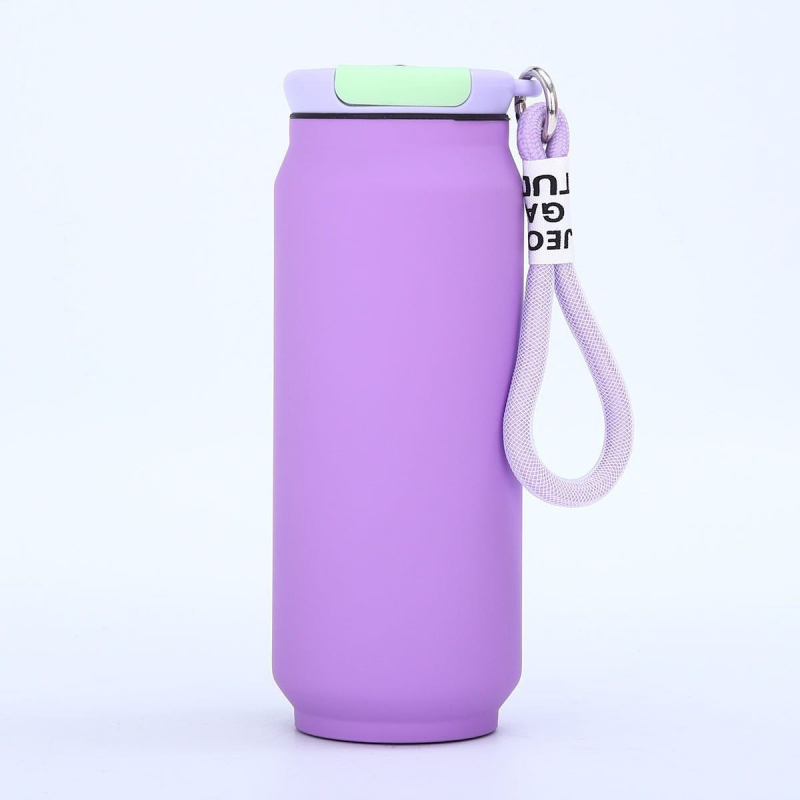 Új, mutatós, kétrétegű vákuumos termosz, 304 rozsdamentes acél termosz, kültéri hordozható konzerv kötéllel