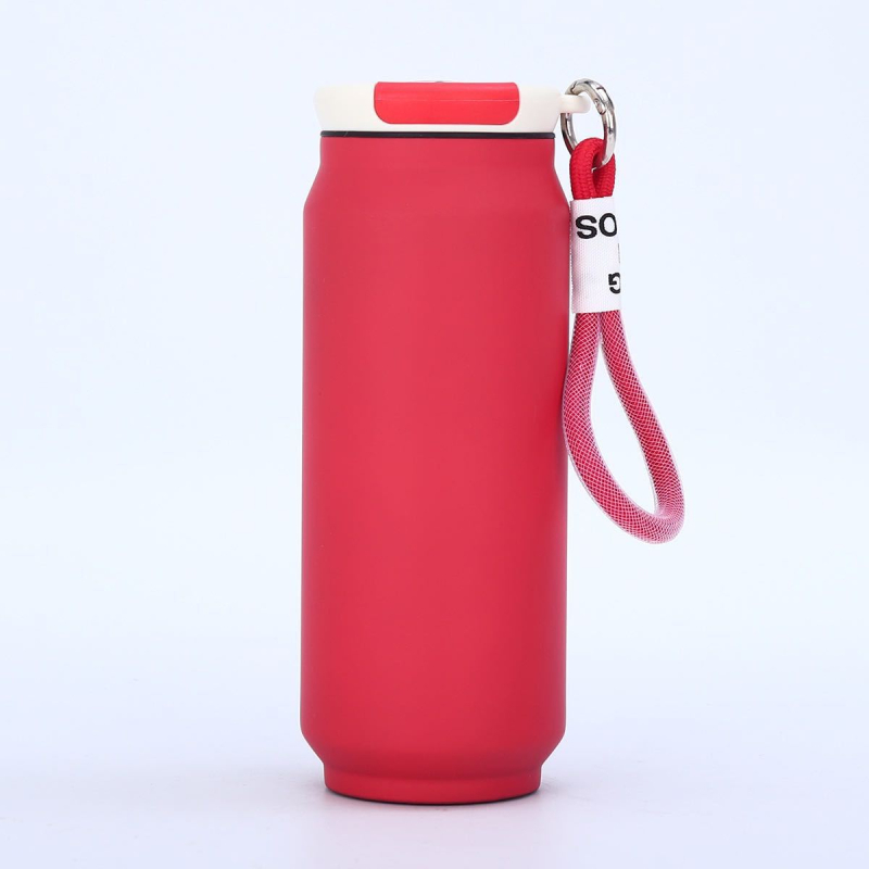 Új, mutatós, kétrétegű vákuumos termosz, 304 rozsdamentes acél termosz, kültéri hordozható konzerv kötéllel