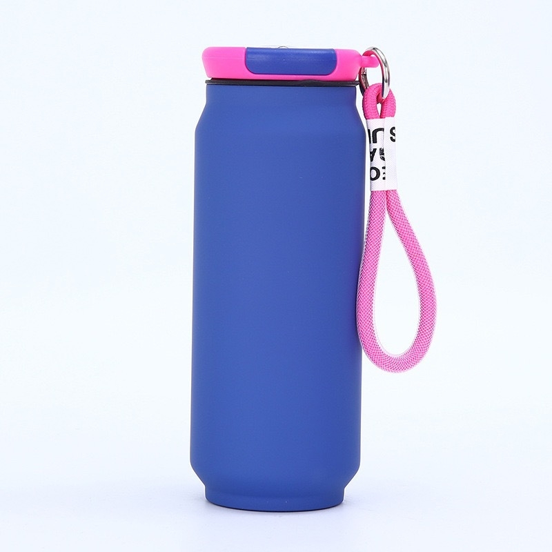 Új, mutatós, kétrétegű vákuumos termosz, 304 rozsdamentes acél termosz, kültéri hordozható konzerv kötéllel