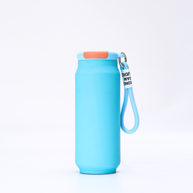 Új, mutatós, kétrétegű vákuumos termosz, 304 rozsdamentes acél termosz, kültéri hordozható konzerv kötéllel