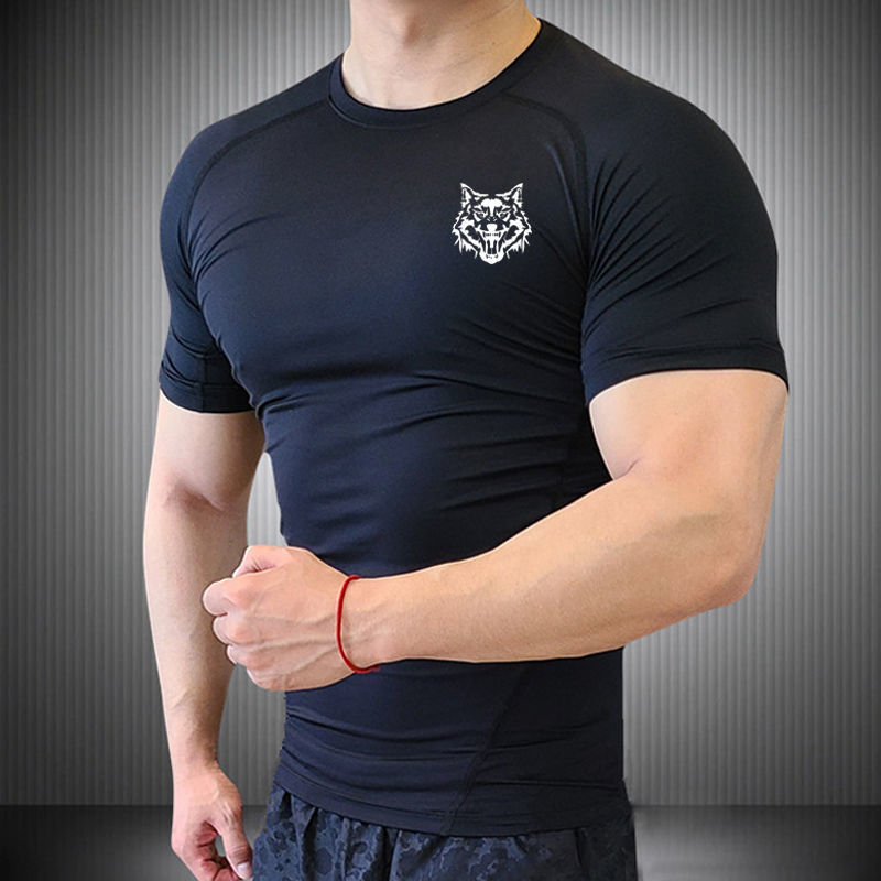 Vasaros nauji fitneso drabužiai vyrams, greitai džiūstančios elastinės tamprės, sportinės trumparankovės palaidinės, treniruočių marškinėliai, lyginimo tendencija