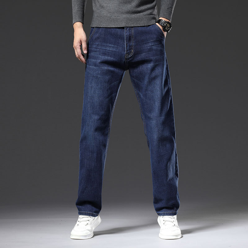 Blugi drepți largi pentru bărbați 2025 primăvara și toamna stil nou pantaloni de afaceri pentru bărbați de vârstă mijlocie pantaloni casual elastici de primăvară pentru bărbați