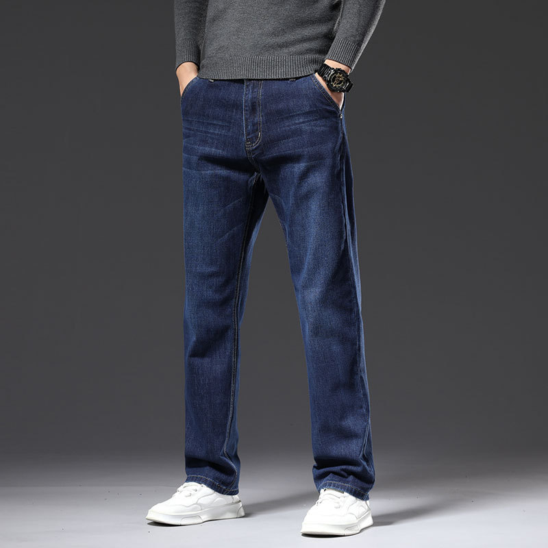 Blugi drepți largi pentru bărbați 2025 primăvara și toamna stil nou pantaloni de afaceri pentru bărbați de vârstă mijlocie pantaloni casual elastici de primăvară pentru bărbați