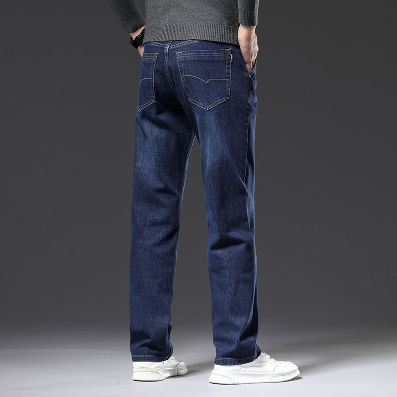 Blugi drepți largi pentru bărbați 2025 primăvara și toamna stil nou pantaloni de afaceri pentru bărbați de vârstă mijlocie pantaloni casual elastici de primăvară pentru bărbați