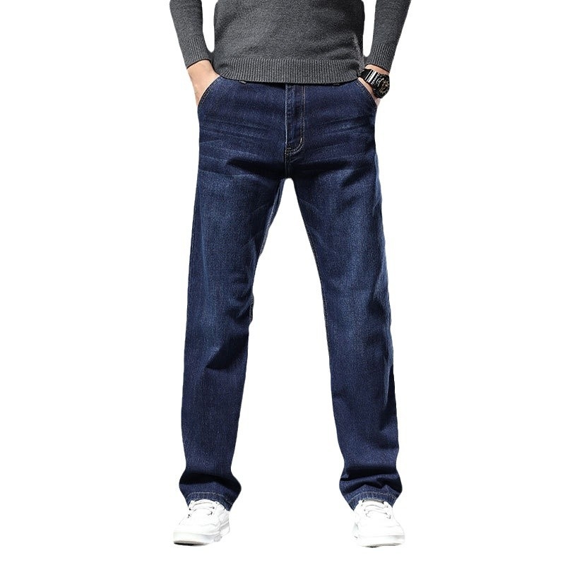 Blugi drepți largi pentru bărbați 2025 primăvara și toamna stil nou pantaloni de afaceri pentru bărbați de vârstă mijlocie pantaloni casual elastici de primăvară pentru bărbați