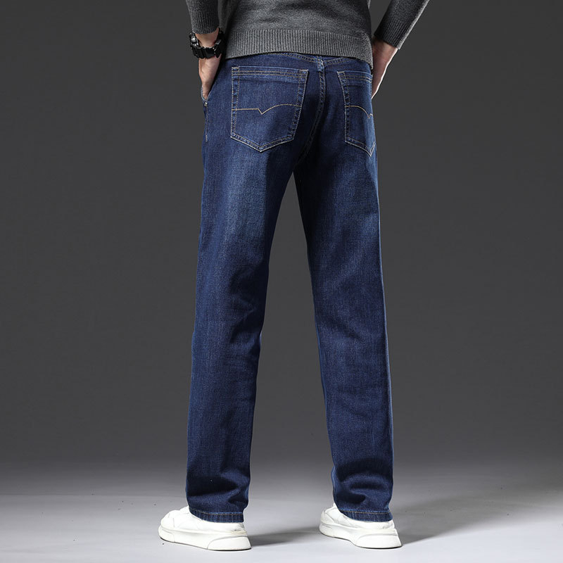 Blugi drepți largi pentru bărbați 2025 primăvara și toamna stil nou pantaloni de afaceri pentru bărbați de vârstă mijlocie pantaloni casual elastici de primăvară pentru bărbați