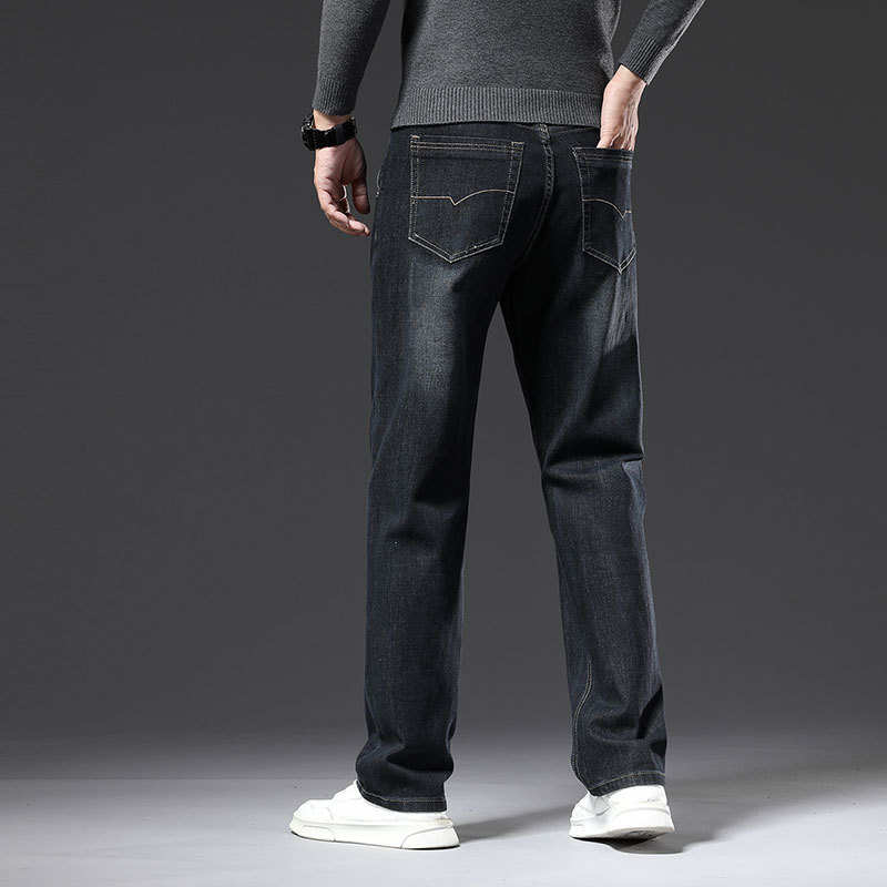 Blugi drepți largi pentru bărbați 2025 primăvara și toamna stil nou pantaloni de afaceri pentru bărbați de vârstă mijlocie pantaloni casual elastici de primăvară pentru bărbați
