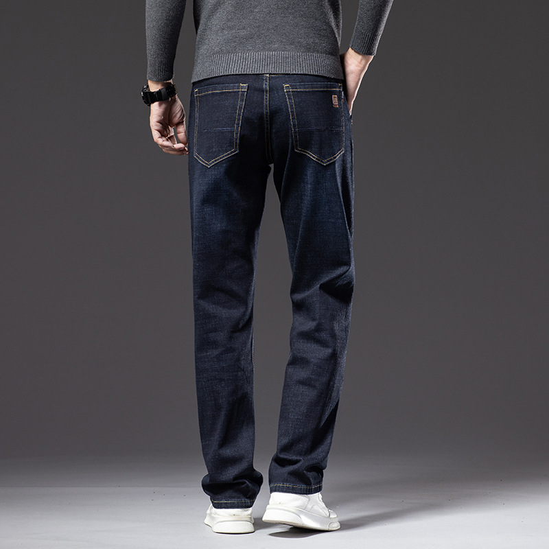 Blugi drepți largi pentru bărbați 2025 primăvara și toamna stil nou pantaloni de afaceri pentru bărbați de vârstă mijlocie pantaloni casual elastici de primăvară pentru bărbați