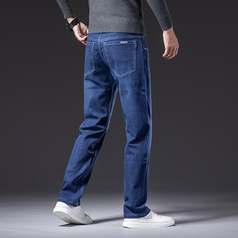 Blugi drepți largi pentru bărbați 2025 primăvara și toamna stil nou pantaloni de afaceri pentru bărbați de vârstă mijlocie pantaloni casual elastici de primăvară pentru bărbați