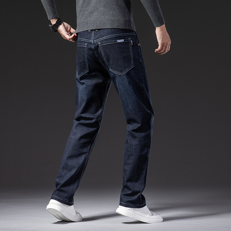 Blugi drepți largi pentru bărbați 2025 primăvara și toamna stil nou pantaloni de afaceri pentru bărbați de vârstă mijlocie pantaloni casual elastici de primăvară pentru bărbați