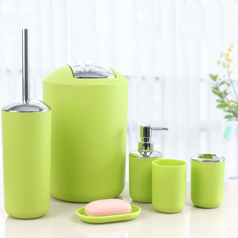 Нов кош за боклук, държач за тоалетна четка за сапун, чаша за четка за зъби, комплект за баня, хотелски комплект за баня от шест части