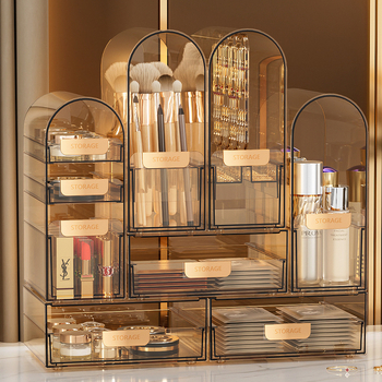 Kosmeetika hoiukast tolmukindel lauaarvuti suure mahutavusega huulepulk nahahoolduspintsel ämber ehete tualettlaud korraldav hoiuriiul