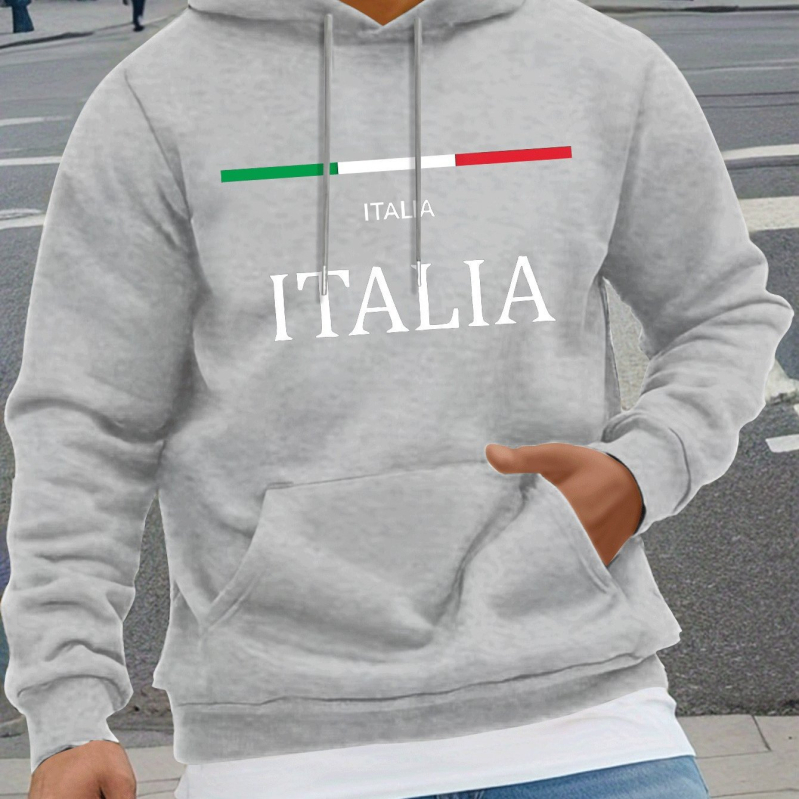 Olaszország mintás, divatos, hosszú ujjú kapucnis pulóver, legkönnyebben viselhető mindennapi viseletre ősszel és télen