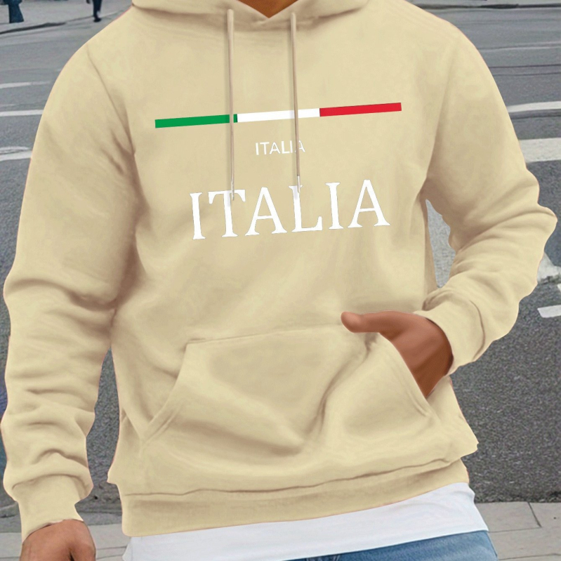 Olaszország mintás, divatos, hosszú ujjú kapucnis pulóver, legkönnyebben viselhető mindennapi viseletre ősszel és télen