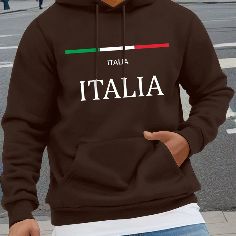 Olaszország mintás, divatos, hosszú ujjú kapucnis pulóver, legkönnyebben viselhető mindennapi viseletre ősszel és télen