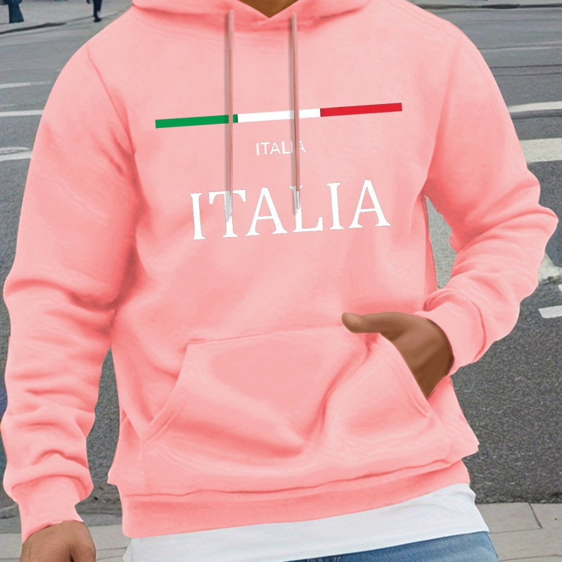 Olaszország mintás, divatos, hosszú ujjú kapucnis pulóver, legkönnyebben viselhető mindennapi viseletre ősszel és télen