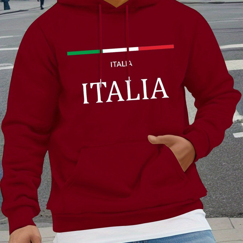 Olaszország mintás, divatos, hosszú ujjú kapucnis pulóver, legkönnyebben viselhető mindennapi viseletre ősszel és télen