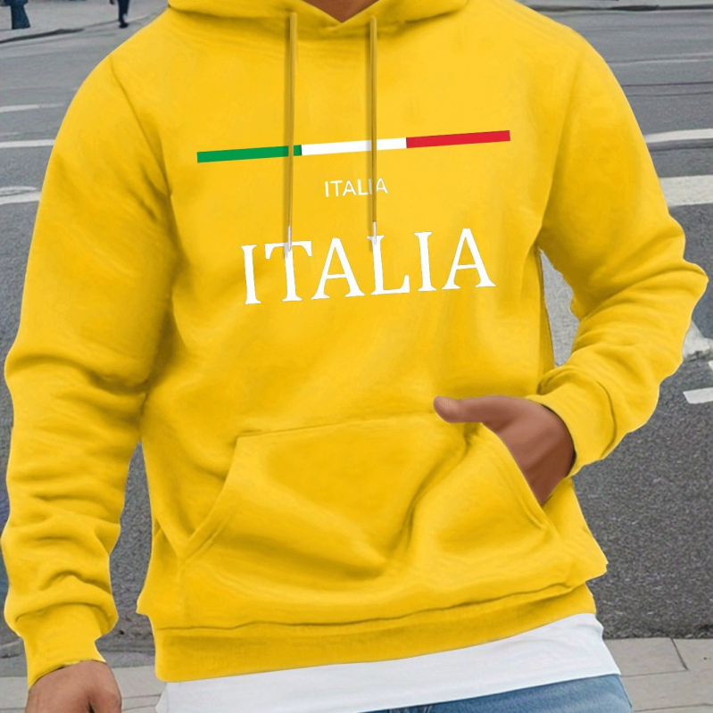 Olaszország mintás, divatos, hosszú ujjú kapucnis pulóver, legkönnyebben viselhető mindennapi viseletre ősszel és télen