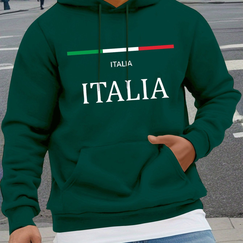 Olaszország mintás, divatos, hosszú ujjú kapucnis pulóver, legkönnyebben viselhető mindennapi viseletre ősszel és télen