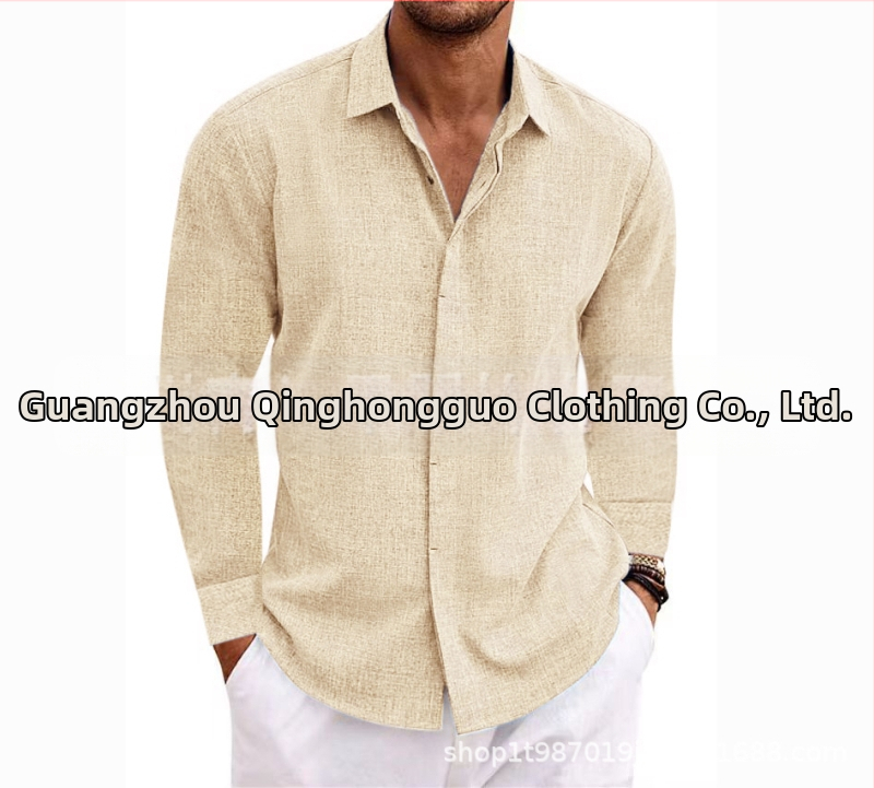 Férfi lenvászon hosszú ujjú póló, laza alsóing, tiszta színű pamut és lenvászon ing, nagy méret, lezser, sokoldalú, divatos munkaruházat