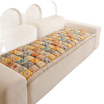 Нова удебелена мека памучна възглавница за диван за четири сезона, универсална неплъзгаща се, висок клас, лека луксозна кремава памучна възглавница