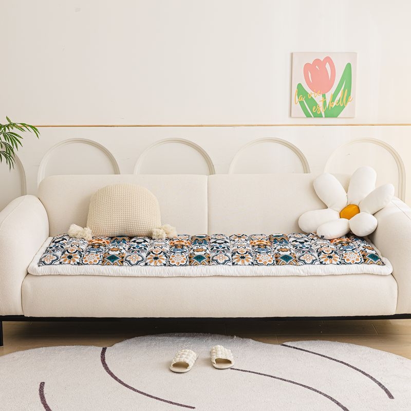 Új, vastagított, puha pamut kanapépárna a négy évszakhoz, univerzális, csúszásmentes, csúcskategóriás, könnyű, luxus krémszínű pamutpárna