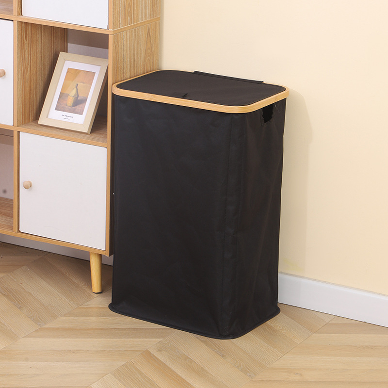 Oksfordo audinio nešvarių drabužių krepšys sulankstomas bambuko rėmo nešvarių drabužių krepšys su tinklelio maišu žaislų ir užkandžių laikymas