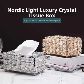 Gyári közvetlen szállítású európai kristály papírzsebkendő-doboz nappali otthon kreatív fény luxus papírzsebkendő-doboz étkezőasztal papírzsebkendő-doboz