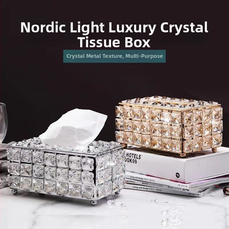Gyári közvetlen szállítású európai kristály papírzsebkendő-doboz nappali otthon kreatív fény luxus papírzsebkendő-doboz étkezőasztal papírzsebkendő-doboz