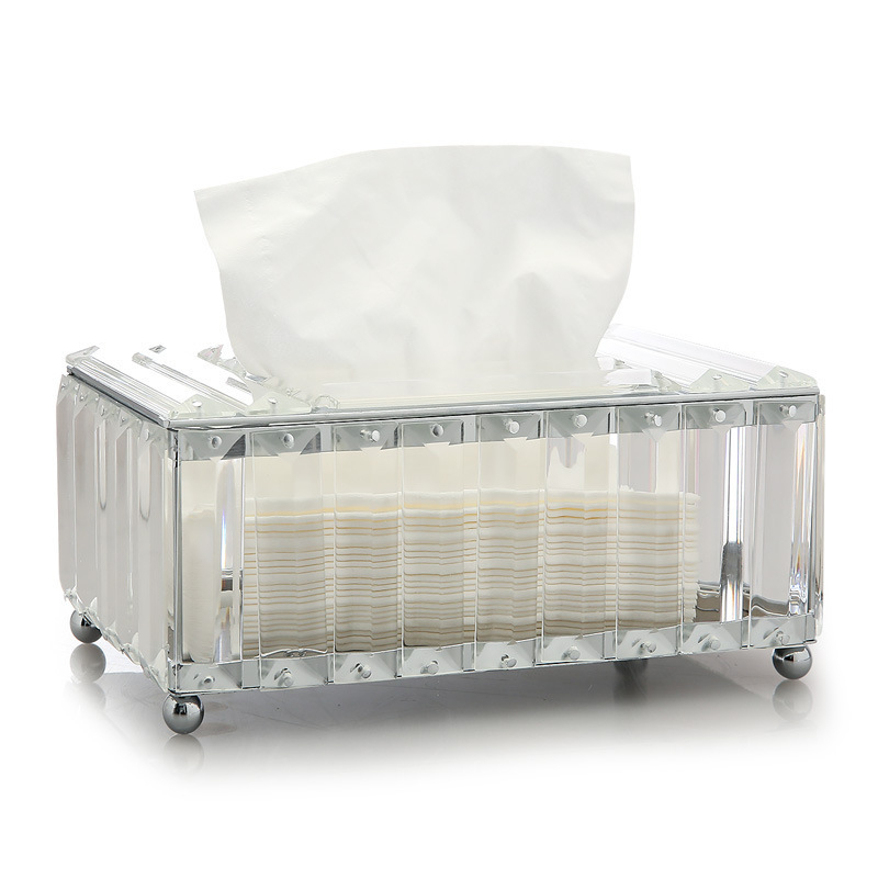 Gyári közvetlen szállítású európai kristály papírzsebkendő-doboz nappali otthon kreatív fény luxus papírzsebkendő-doboz étkezőasztal papírzsebkendő-doboz