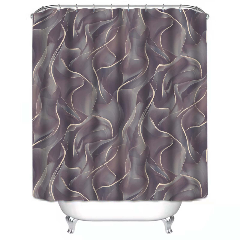 Furnizare directă din fabrică, perdea de duș cu dungi, imprimare digitală, perdea de duș impermeabilă din poliester, perdea de duș pentru baie