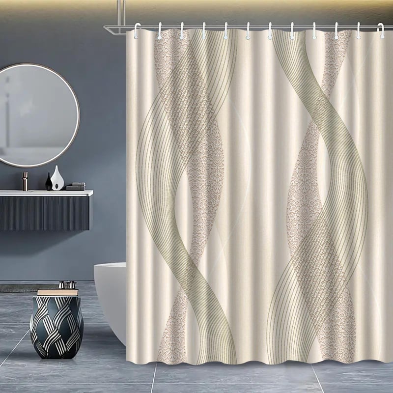 Furnizare directă din fabrică, perdea de duș cu dungi, imprimare digitală, perdea de duș impermeabilă din poliester, perdea de duș pentru baie