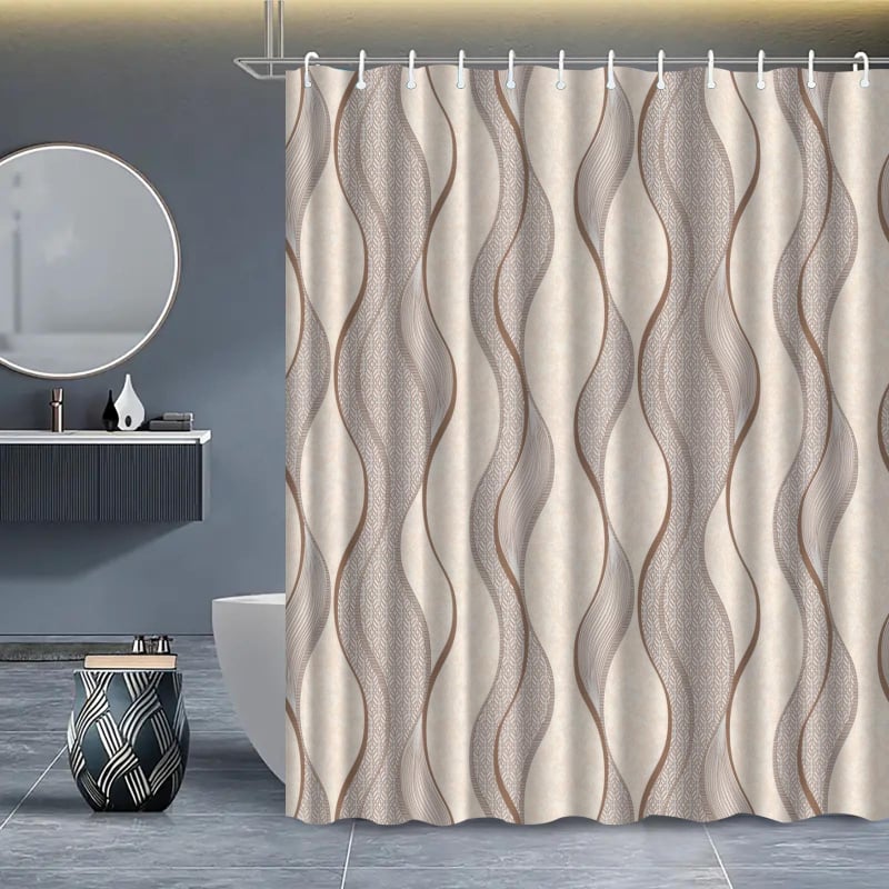 Furnizare directă din fabrică, perdea de duș cu dungi, imprimare digitală, perdea de duș impermeabilă din poliester, perdea de duș pentru baie
