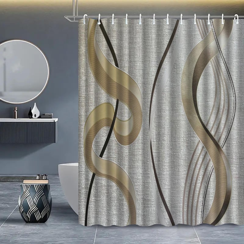 Furnizare directă din fabrică, perdea de duș cu dungi, imprimare digitală, perdea de duș impermeabilă din poliester, perdea de duș pentru baie