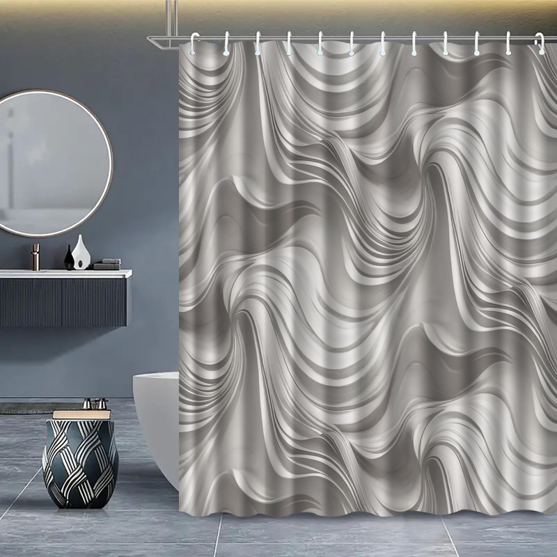 Furnizare directă din fabrică, perdea de duș cu dungi, imprimare digitală, perdea de duș impermeabilă din poliester, perdea de duș pentru baie