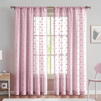 2 vnt. naujos, vientisos spalvos, mažos kailio kamuoliuko užuolaidos svetainei, miegamajam, dekoratyvinės užuolaidos, suasmenintos dekoratyvinės strypo užuolaidos