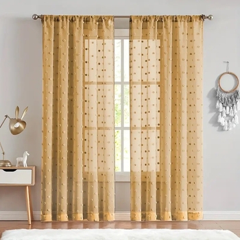 2 vnt. naujos, vientisos spalvos, mažos kailio kamuoliuko užuolaidos svetainei, miegamajam, dekoratyvinės užuolaidos, suasmenintos dekoratyvinės strypo užuolaidos