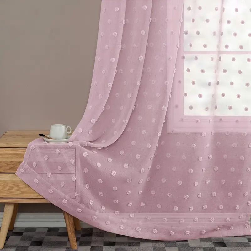 2 vnt. naujos, vientisos spalvos, mažos kailio kamuoliuko užuolaidos svetainei, miegamajam, dekoratyvinės užuolaidos, suasmenintos dekoratyvinės strypo užuolaidos