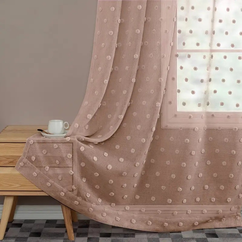 2 vnt. naujos, vientisos spalvos, mažos kailio kamuoliuko užuolaidos svetainei, miegamajam, dekoratyvinės užuolaidos, suasmenintos dekoratyvinės strypo užuolaidos