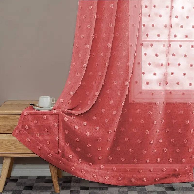 2 vnt. naujos, vientisos spalvos, mažos kailio kamuoliuko užuolaidos svetainei, miegamajam, dekoratyvinės užuolaidos, suasmenintos dekoratyvinės strypo užuolaidos