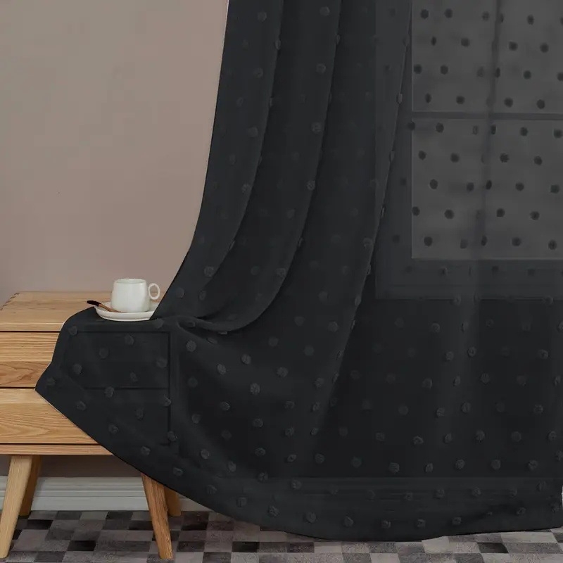 2 vnt. naujos, vientisos spalvos, mažos kailio kamuoliuko užuolaidos svetainei, miegamajam, dekoratyvinės užuolaidos, suasmenintos dekoratyvinės strypo užuolaidos